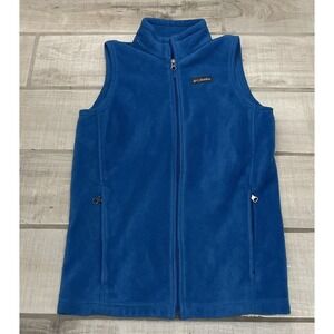 Columbia Fleece Vest Jacket Women's Size L  Blue‎ Full Zip Sleeveless High Neck